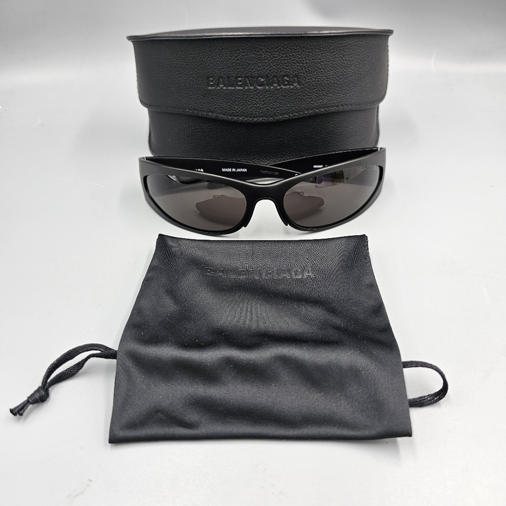 Balenciaga Geometric Aluminum Sunglasses BB0290S-001 Black Frame Grey Lenses